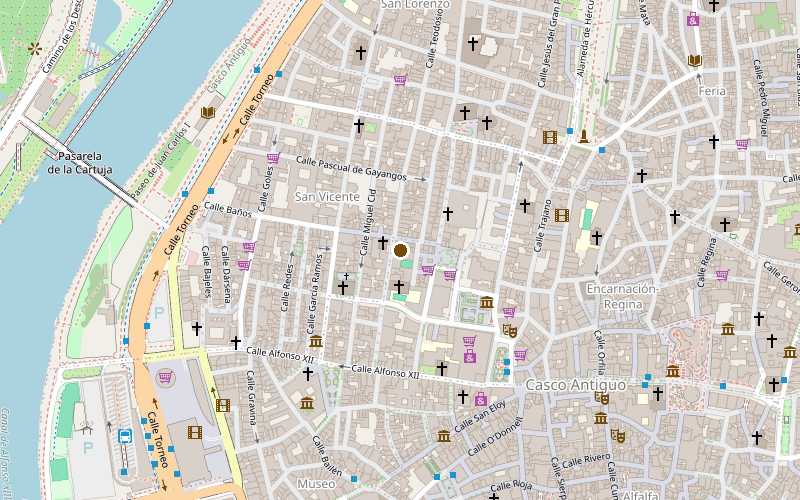 Mapa de la zona de la calle San Vicente 23 de Sevilla, junto al Museo de Bellas Artes